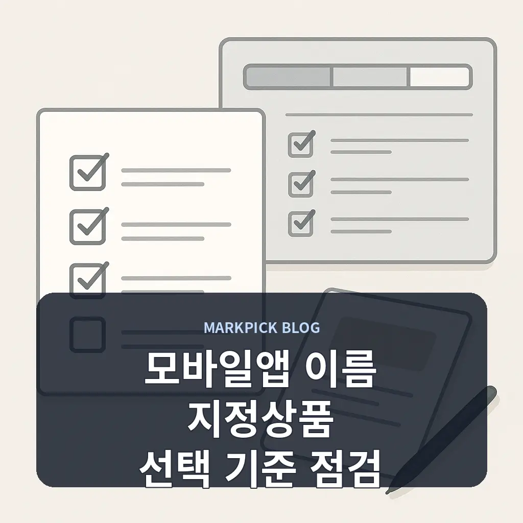 모바일앱 이름 지정상품 선택 기준 점검